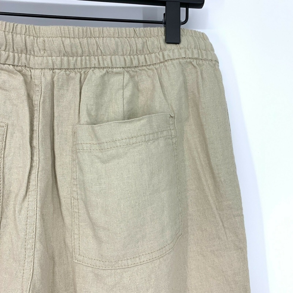 Old Navy Beige Solid Linen Mid Rise Crop Pants - Picture 8 of 8